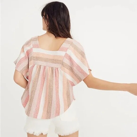 Madewell Texture & Thread Butterfly Top in Sherbet Stripe Size XS - Picture 3 of 8